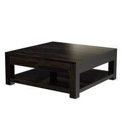 Boston Large Square Coffee Table Solid Wood Contemporary Style Black