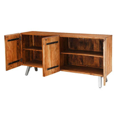 Live Edge Industrial Indian Solid Wood Large Buffet Sideboard Natural