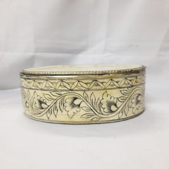 Real Bone Inlay Oval Designer Luxury Jewellery Box Gift Storage Yellow D
