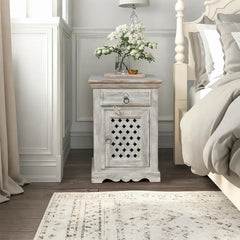 DYNASTY Hand Carved  Solid Wood Bedsides Table   44