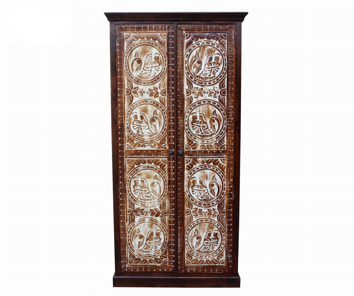 MADE TO ORDER Maharaja Wooden Wardrobe Cabinet Brown 100x60x200 cm