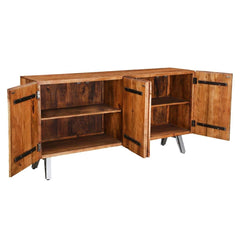 Live Edge Industrial Indian Solid Wood Large Buffet Sideboard Natural