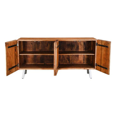 Live Edge Industrial Indian Solid Wood Large Buffet Sideboard Natural