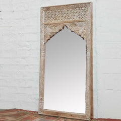 Mehrab Hand Carved Indian Solid Wood Long Mirror Frame 220cm