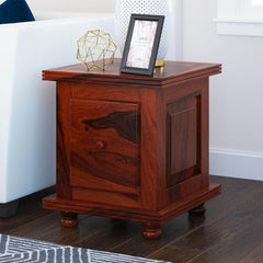 Arca Rustic Solid Wood 1 Drawer Storage End Table