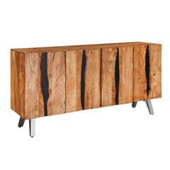 Live Edge Industrial Indian Solid Wood Large Buffet Sideboard Natural