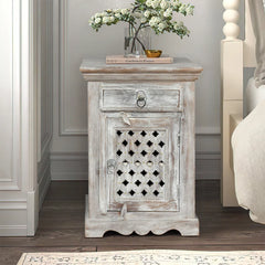 DYNASTY Hand Carved  Solid Wood Bedsides Table   44