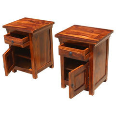 Afton Rustic Farmhouse Solid Wood 1 Drawer Nightstand Cabinet Set of 2