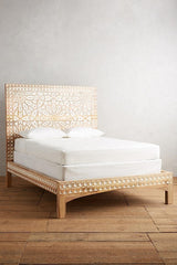 MUGHAL Hand Carved Wall Bedhead Bed Frame QUEEN