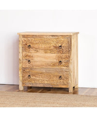 Indian Handmade Carved Solid Wood Chest of Drawers