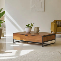 Industrial Metal and Wood Coffee Table With Storage C114