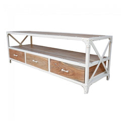 Angle Industrial French Style Metal Entertainment Unit TV Stand 180x40x50cm