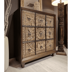 Hand Carved Solid Hard Wood Dresser Chest of Drawers D9