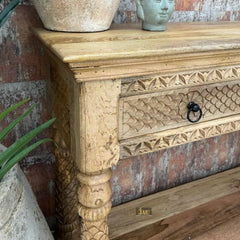 French Provincial Style Pillar Console Table Natural