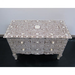 Maaya Bone Inlay Console Sideboard Brown and White Floral