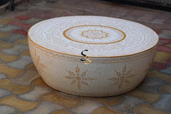 Indian Hand Painted Drum Solid Wood Coffee Table C134