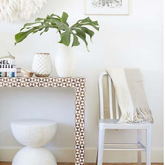 Maaya Bone inlay Brown White Geometry Console Hall Table