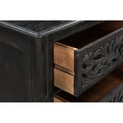 Indian Hand Carved 3 Drawers Solid Wood Bedside Table  05