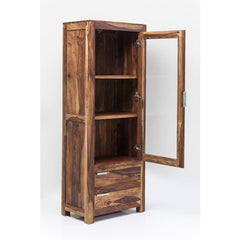 Boston Taper Contemporary Solid Wood Display Cabinet 1 Door 1 Drawer Natural