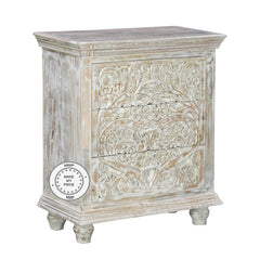 Indian Hand Carved Chest of drawers 80x40x90 cm White