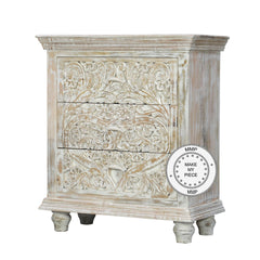 Indian Hand Carved Chest of drawers 80x40x90 cm White