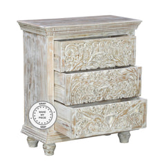 Indian Hand Carved Chest of drawers 80x40x90 cm White