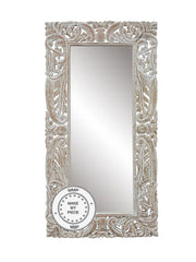 Indian Hand Carved Large Oriental Mirror Frame White 90 x180 cm