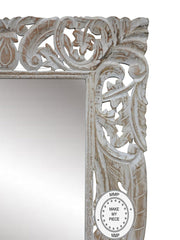 Indian Hand Carved Large Oriental Mirror Frame White 90 x180 cm