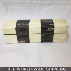 Real Bone Inlay Designer Luxury Jewellery Box Gift Storage Black & White