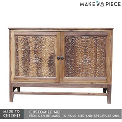 Hand carved Door Solid wood sideboard Natural