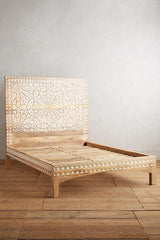 MUGHAL Hand Carved Wall Bedhead Bed Frame QUEEN