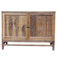 Hand carved Door Solid wood sideboard Natural