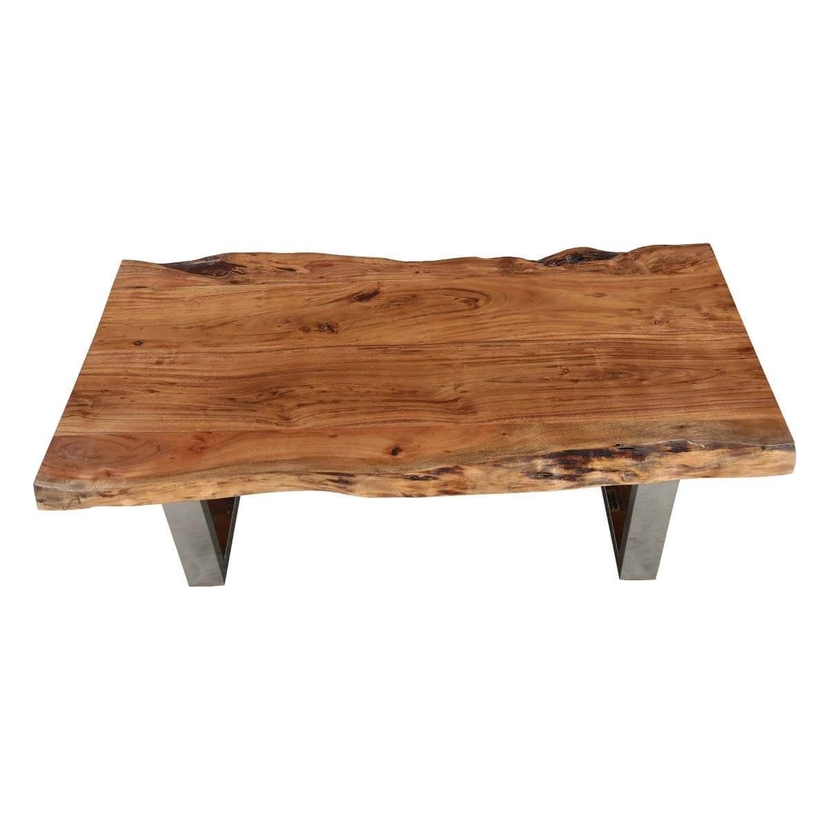 Acacia Wood & Steel Rustic Live Edge Coffee Table Natural