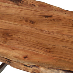 Acacia Wood & Steel Rustic Live Edge Coffee Table Natural