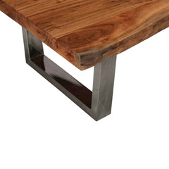 Acacia Wood & Steel Rustic Live Edge Coffee Table Natural