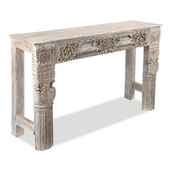 Antique Indian Hand Carved Solid Wood Console Table 03