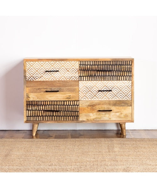 The Attic Indian Handmade Carved Solid Wood Chest of Drawers
