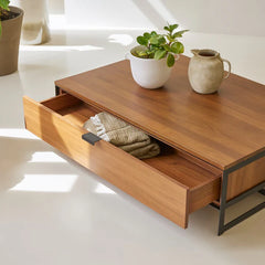 Industrial Metal and Wood Coffee Table With Storage C114