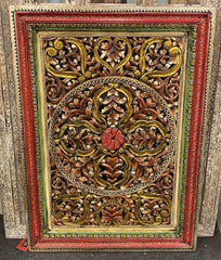 Hand Carved Painted Solid Wood Wall Hanging Panel 21