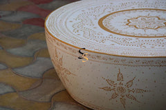 Indian Hand Painted Drum Solid Wood Coffee Table C134