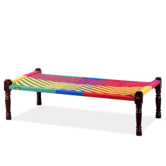 Indian Solid Wood Handmade Rajasthani Charpai Khat Manjhi Woven Charpai Daybed