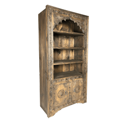 Indian Hand Carved Solid Wood Bookshelf B9