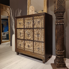 Hand Carved Solid Hard Wood Dresser Chest of Drawers D9