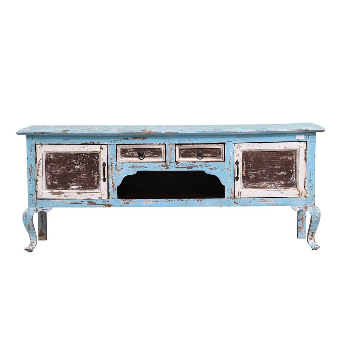 Painted French Country Solid Wood Cabriole Leg TV Unit Shabby Chic