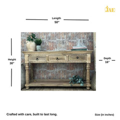 French Provincial Style Pillar Console Table Natural