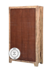 Lava Industrial Indian Solid Wood Display Wardrobe Cabinet With Mirror