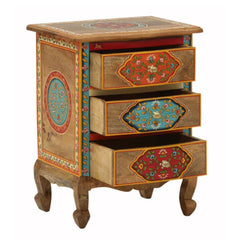 Pandora Hand Painted Multicolored Wooden Side Table