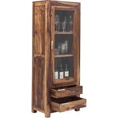 Boston Taper Contemporary Solid Wood Display Cabinet 1 Door 1 Drawer Natural