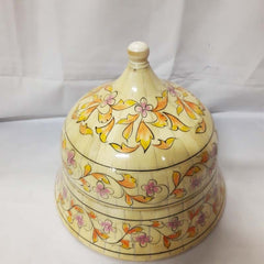 Real Bone Inlay Designer Luxury Round Jewellery Box Gift Storage Yellow D