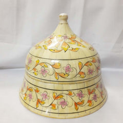 Real Bone Inlay Designer Luxury Round Jewellery Box Gift Storage Yellow D